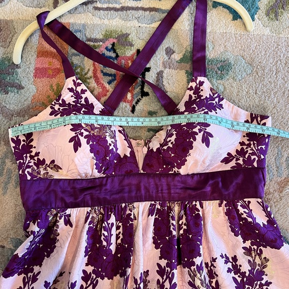 Tracey Reese NY Silk & metallic babydoll frock Anthropologie Sz 10 - Picture 7 of 8